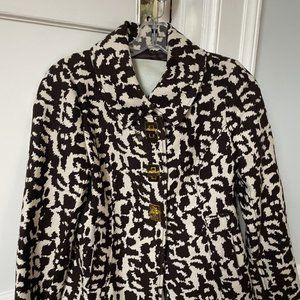 Beth Bowley Abstract Print Gold Toggle Wool Blend Jacket